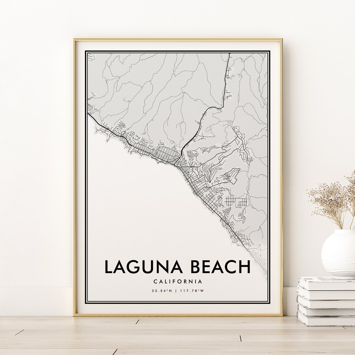 Laguna Beach Map Poster, Minimalist Travel Art