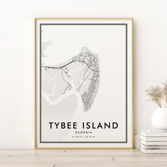 Tybee Island Map Print, Georgia Minimalist Travel Poster