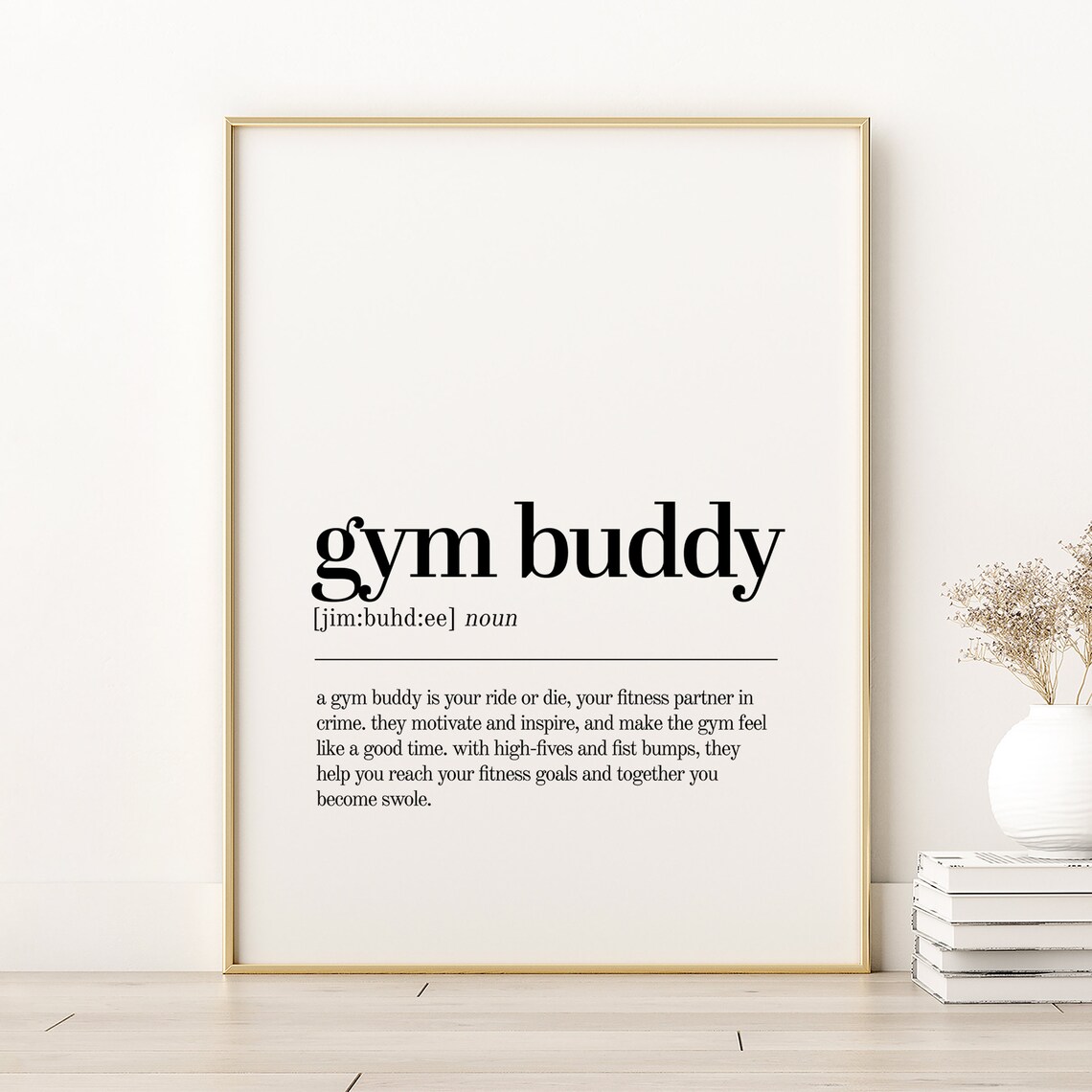 Gym Buddy Minimalist Dictionary Art Print