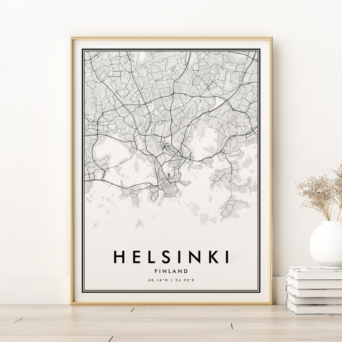 Helsinki Finland City Street Map Modern Minimalist Wall Print