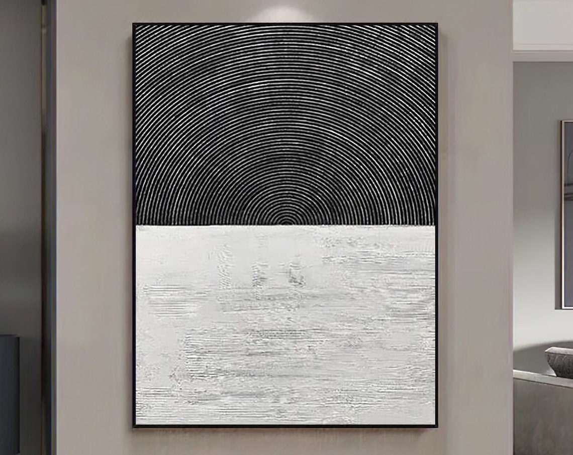 Black And White Abstract Art Painting Black And White Art Black Abstract Art Black Textured Art Black Wall Art Black Frame Wall Art - Image 5