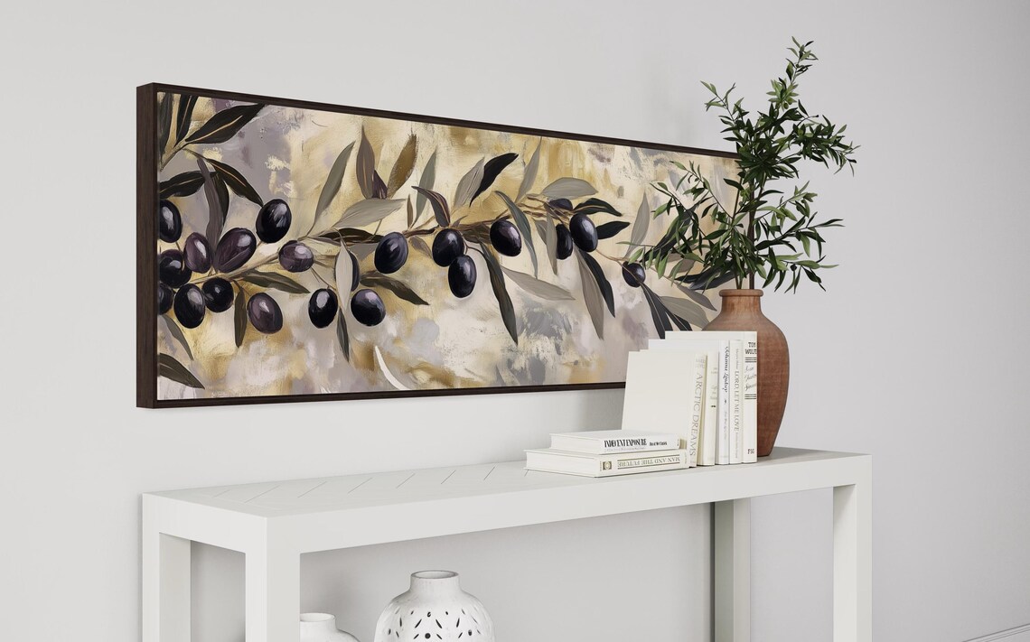 Golden Olive Branch Art Print, Rustic Mediterranean - Image 4