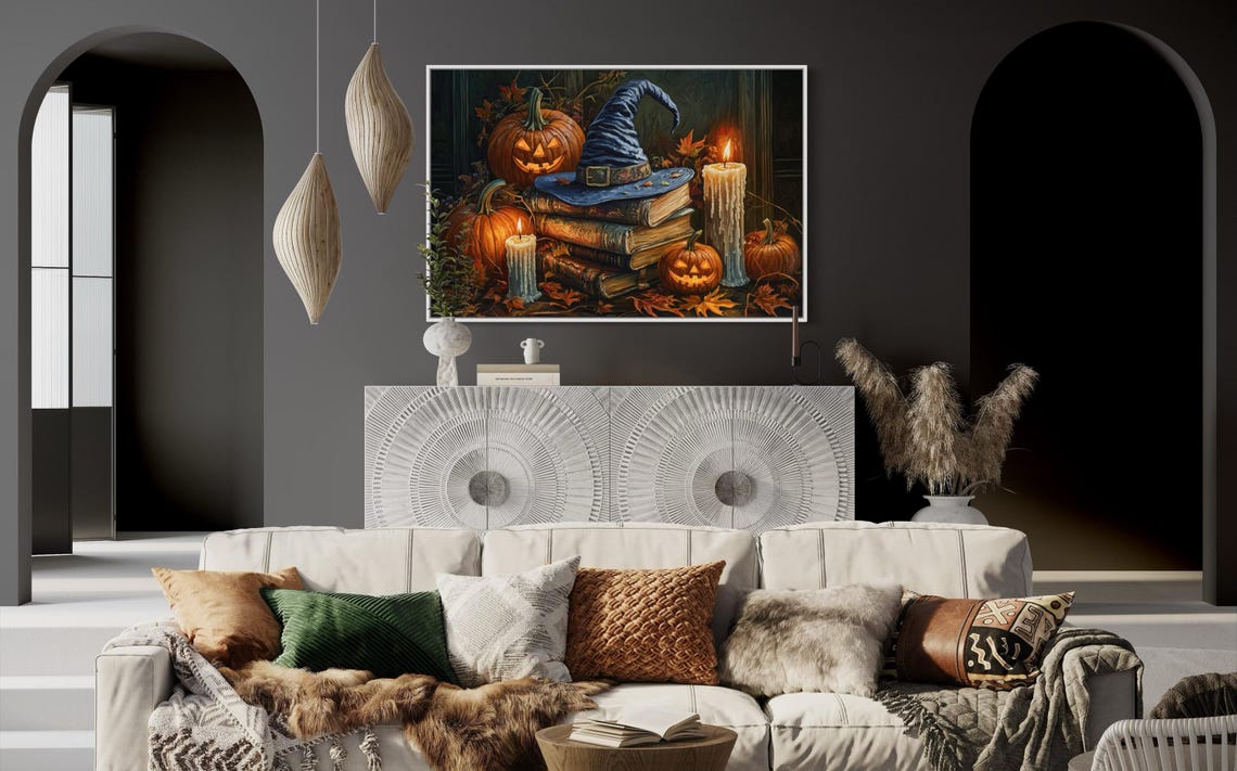 Witch Hat Jack O Lantern Halloween Candles Spooky Autumn Magic Poster - Image 3