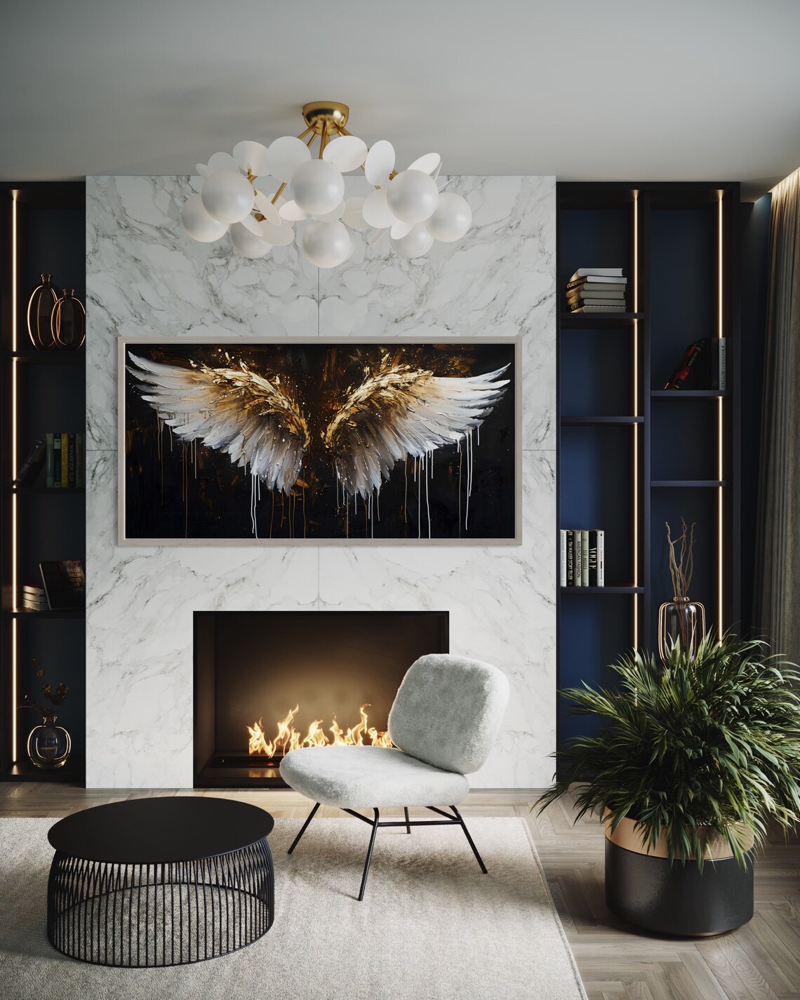 Golden Angel Wings Spiritual Art Print, Coquette Decor - Image 3