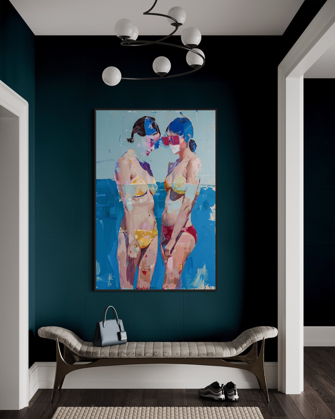 Lesbian Romance, Abstract Female Palette Knife Art Print - Image 5