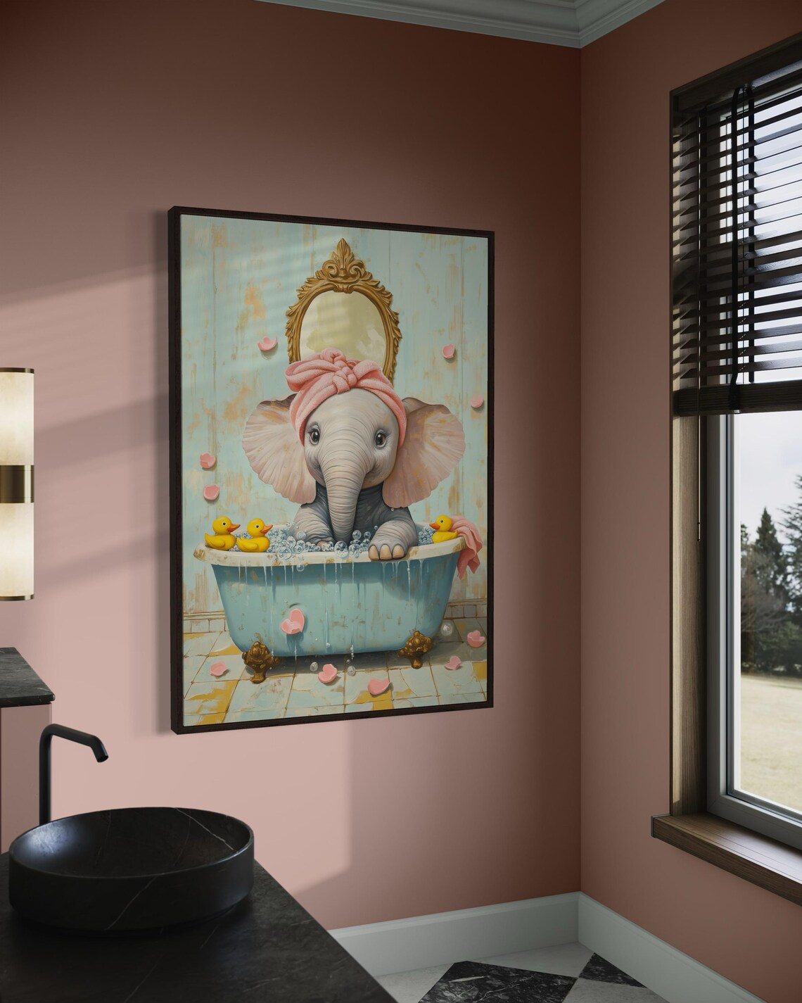 Baby Elephant In Bathtub, Cute Nursery Decor - Image 4