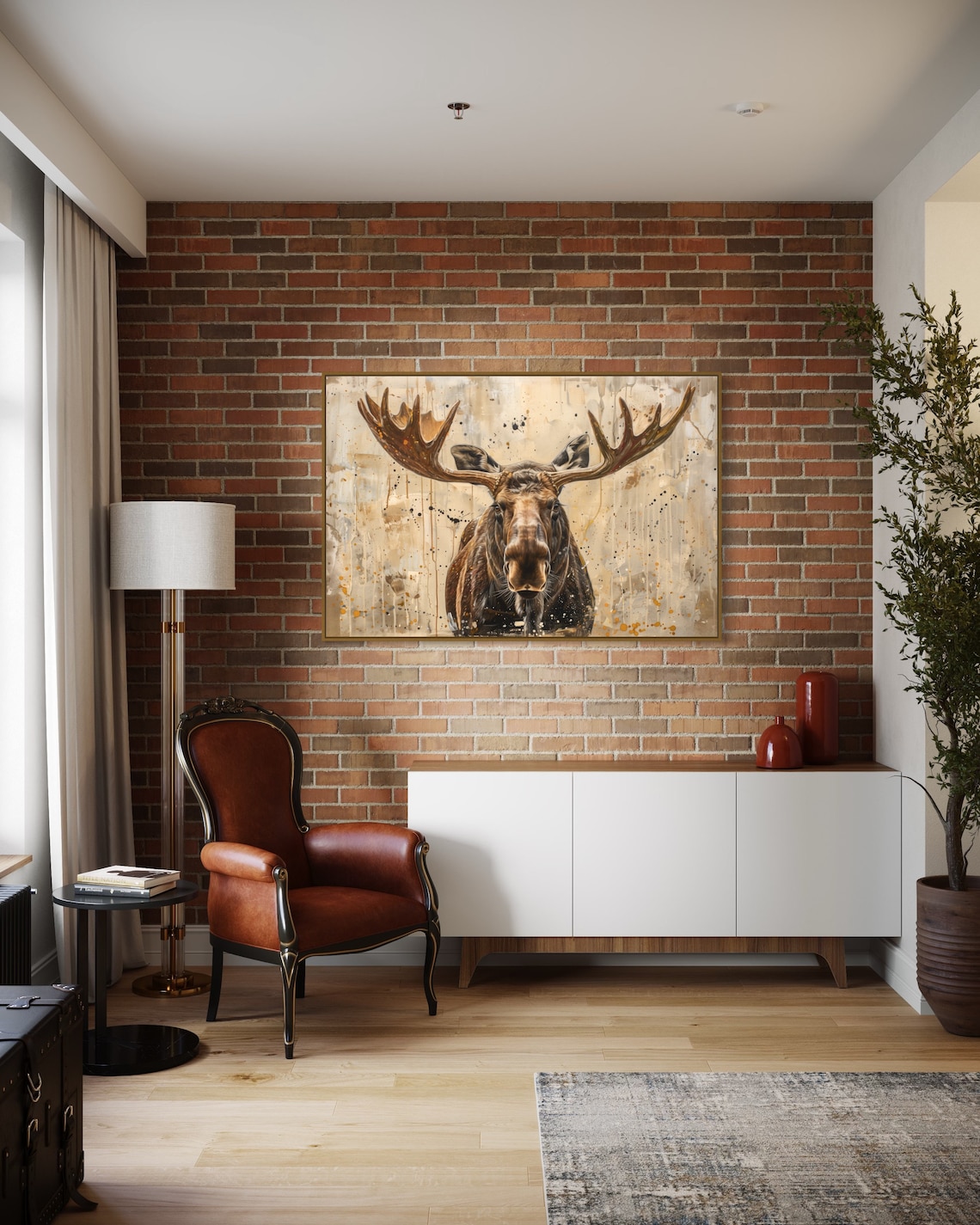 Realistic Moose Art Print, Rustic Man Cave Decor - Image 3