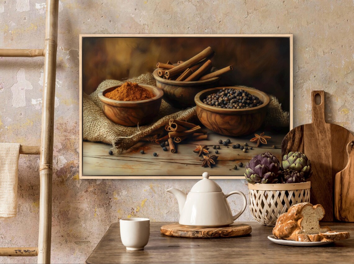 Rustic Spice Kitchen Art Print, Farmhouse Dining