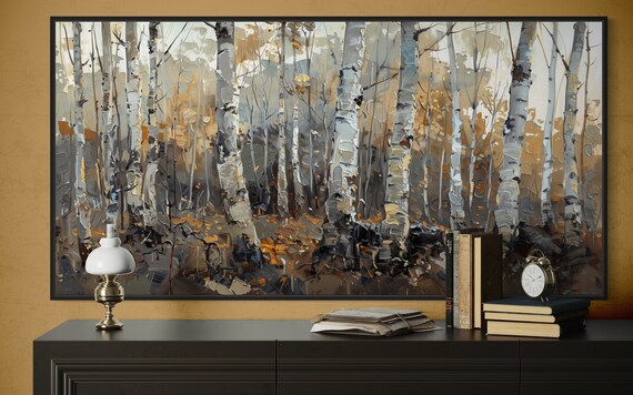 Autumnal Birch Forest Expressionism Art Print