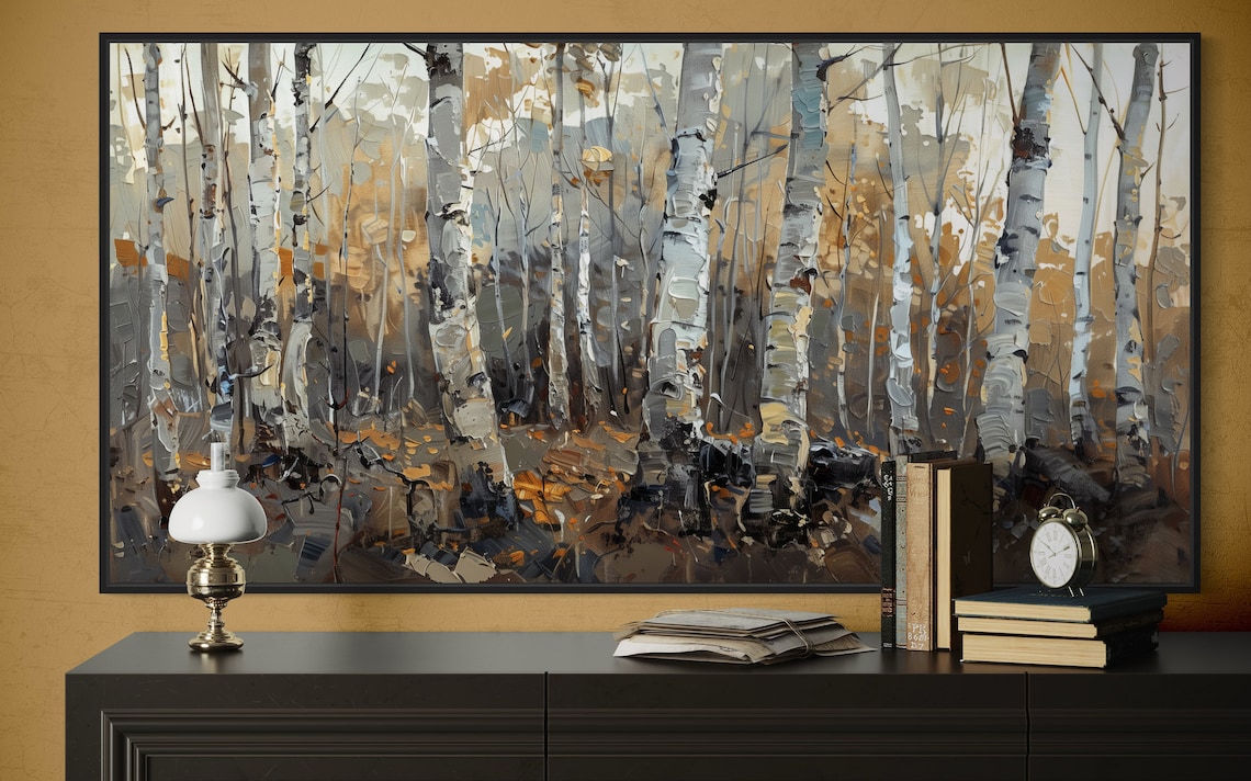 Autumnal Birch Forest Expressionism Art Print