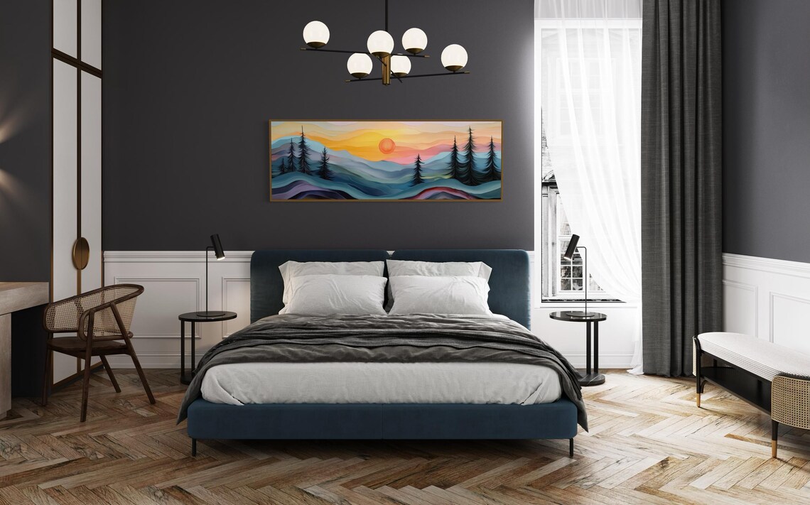 Colorful Sunset Landscape, Boho Abstract Art Print - Image 2