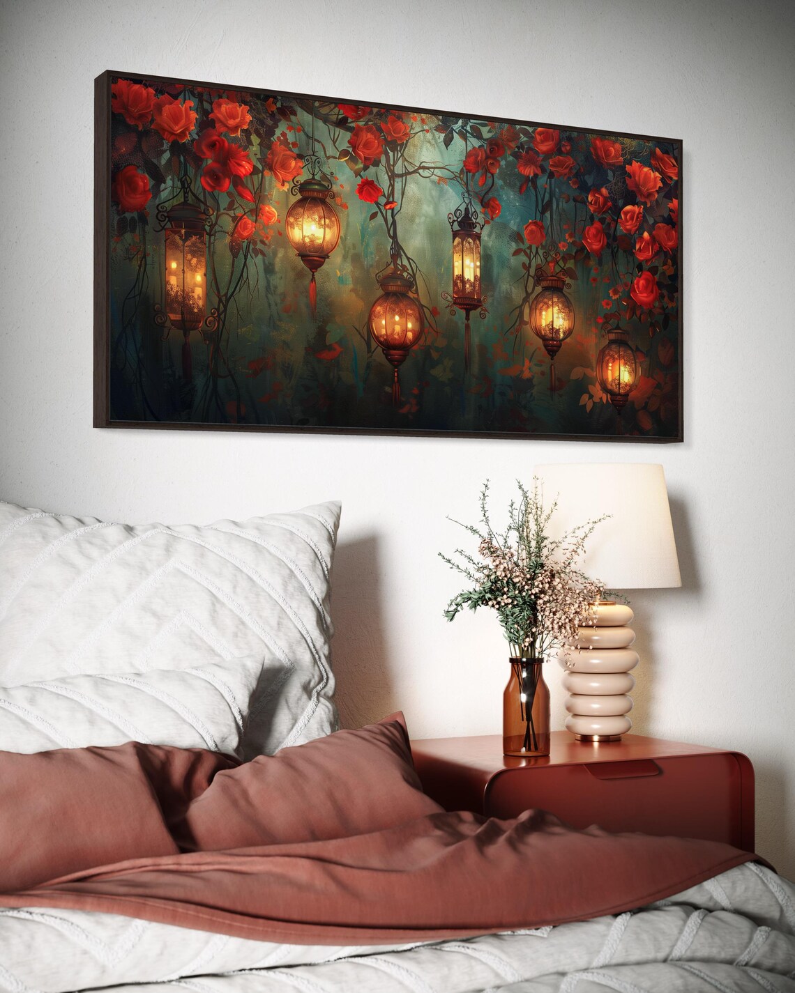 Magical Garden Lanterns Panoramic Wall Art Print - Image 3