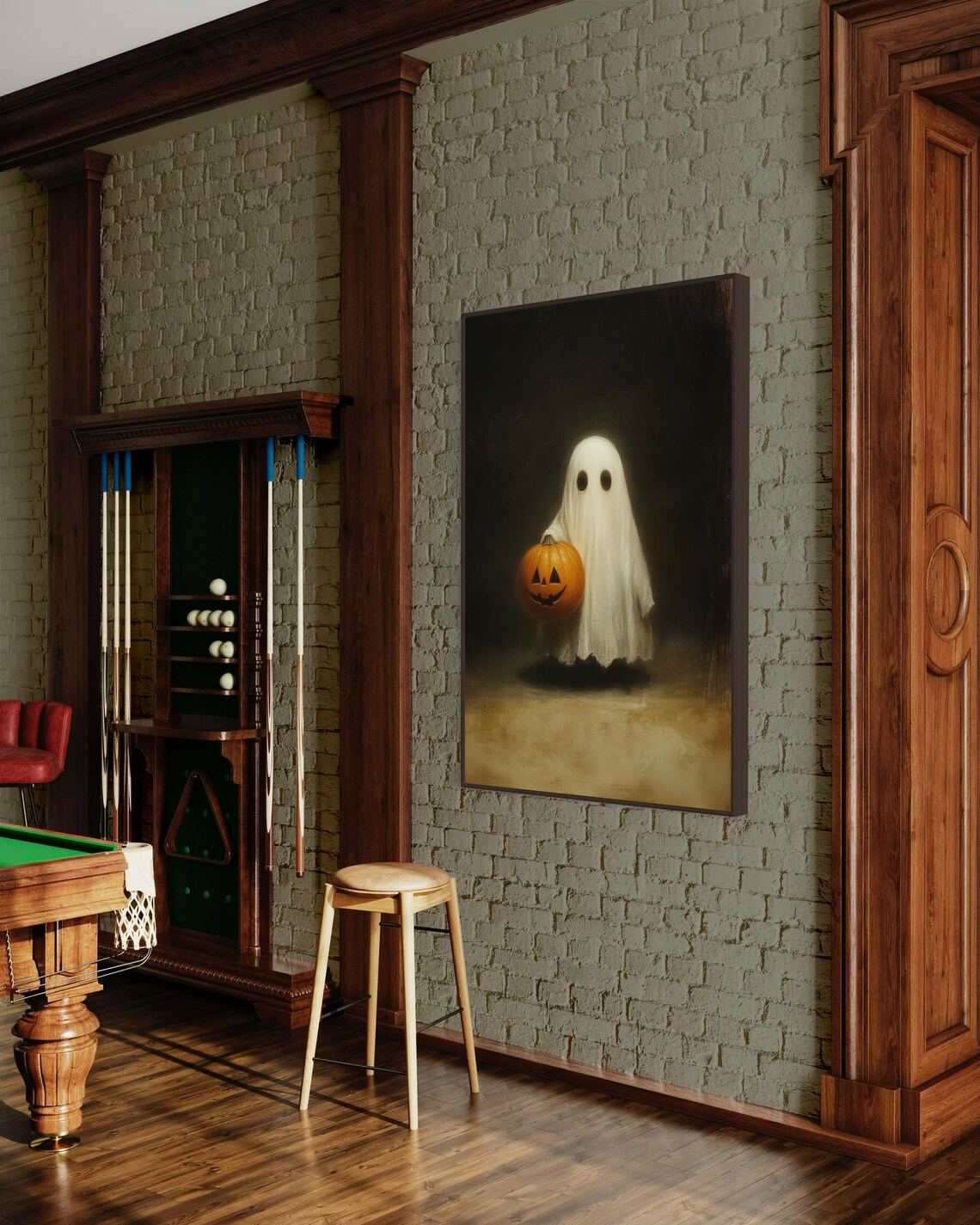 Creepy Ghost Halloween Art Print, Spooky Jack O Lantern - Image 5