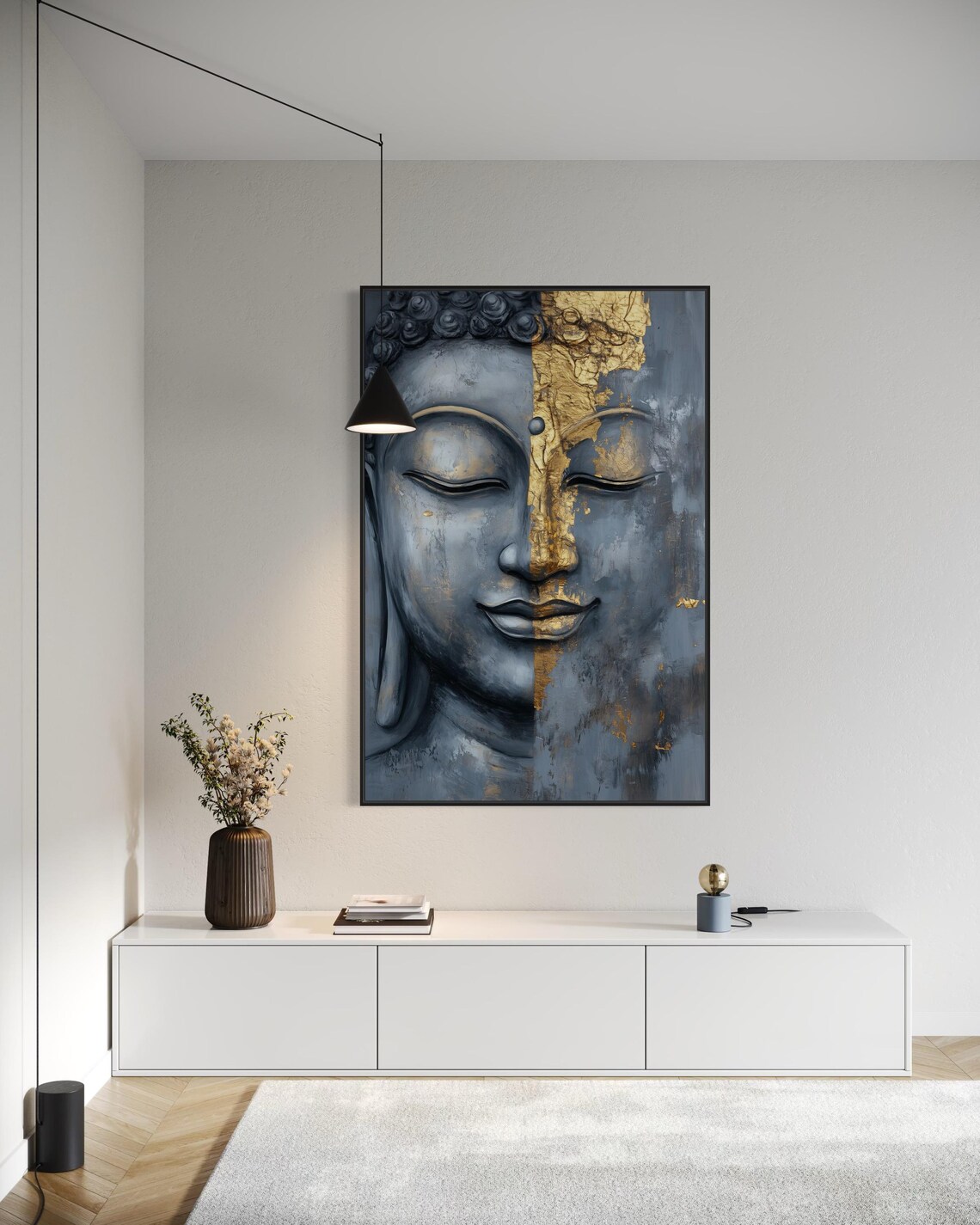 Modern Buddha Face Art Print, Zen Meditation Decor - Image 2
