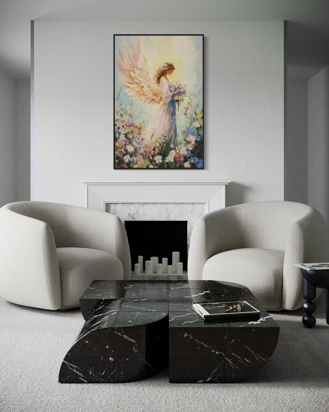 Floral Guardian Angel Art Print, Heavenly Decor - Image 4