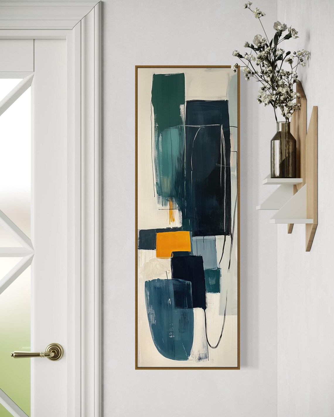 Teal and Navy Abstract Geometric Wall Art Print - Image 4