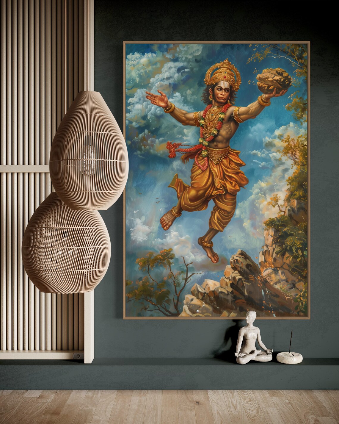 Lord Hanuman Spiritual Art Print, Hindu Wall Decor - Image 5