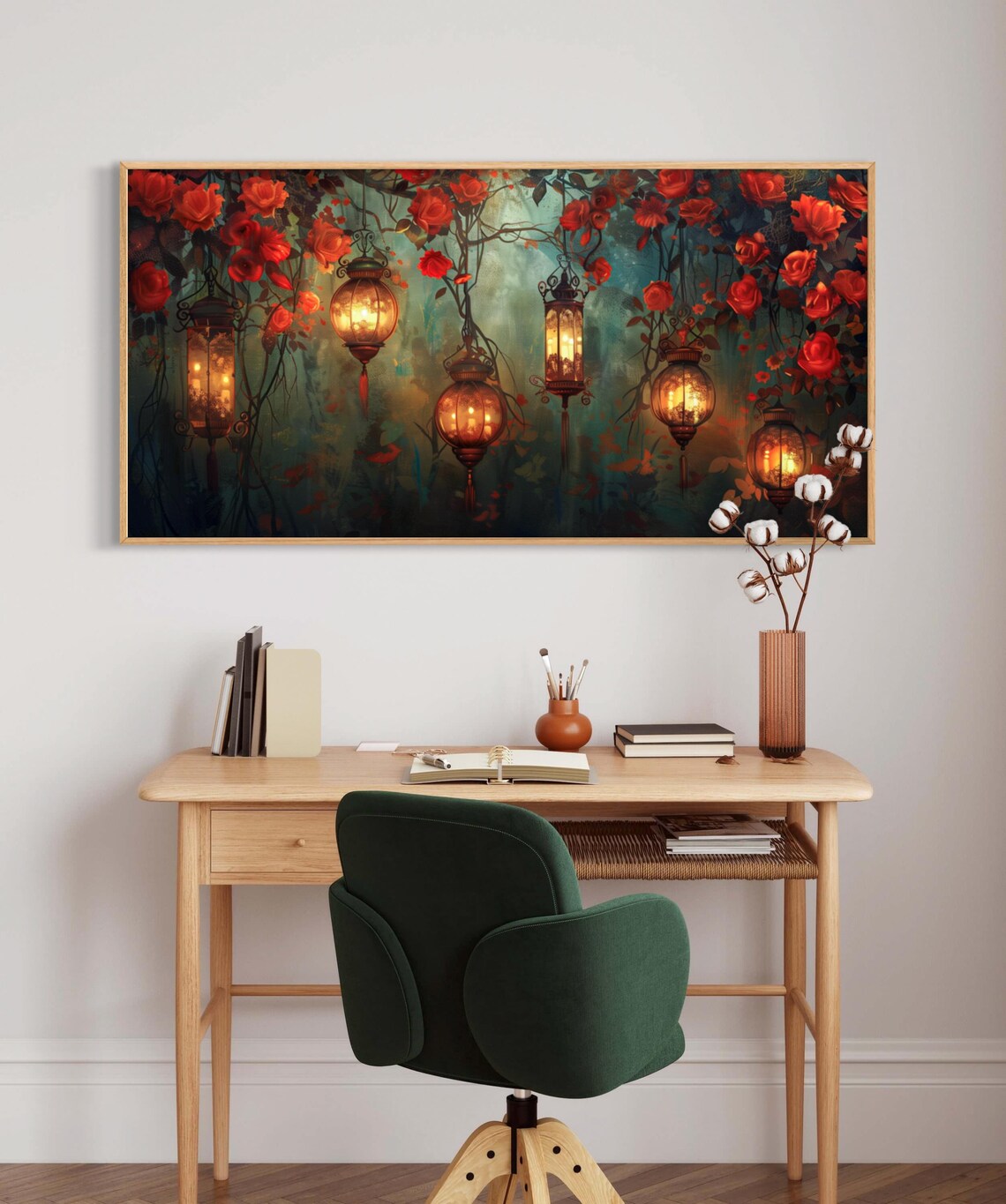Magical Garden Lanterns Panoramic Wall Art Print - Image 2