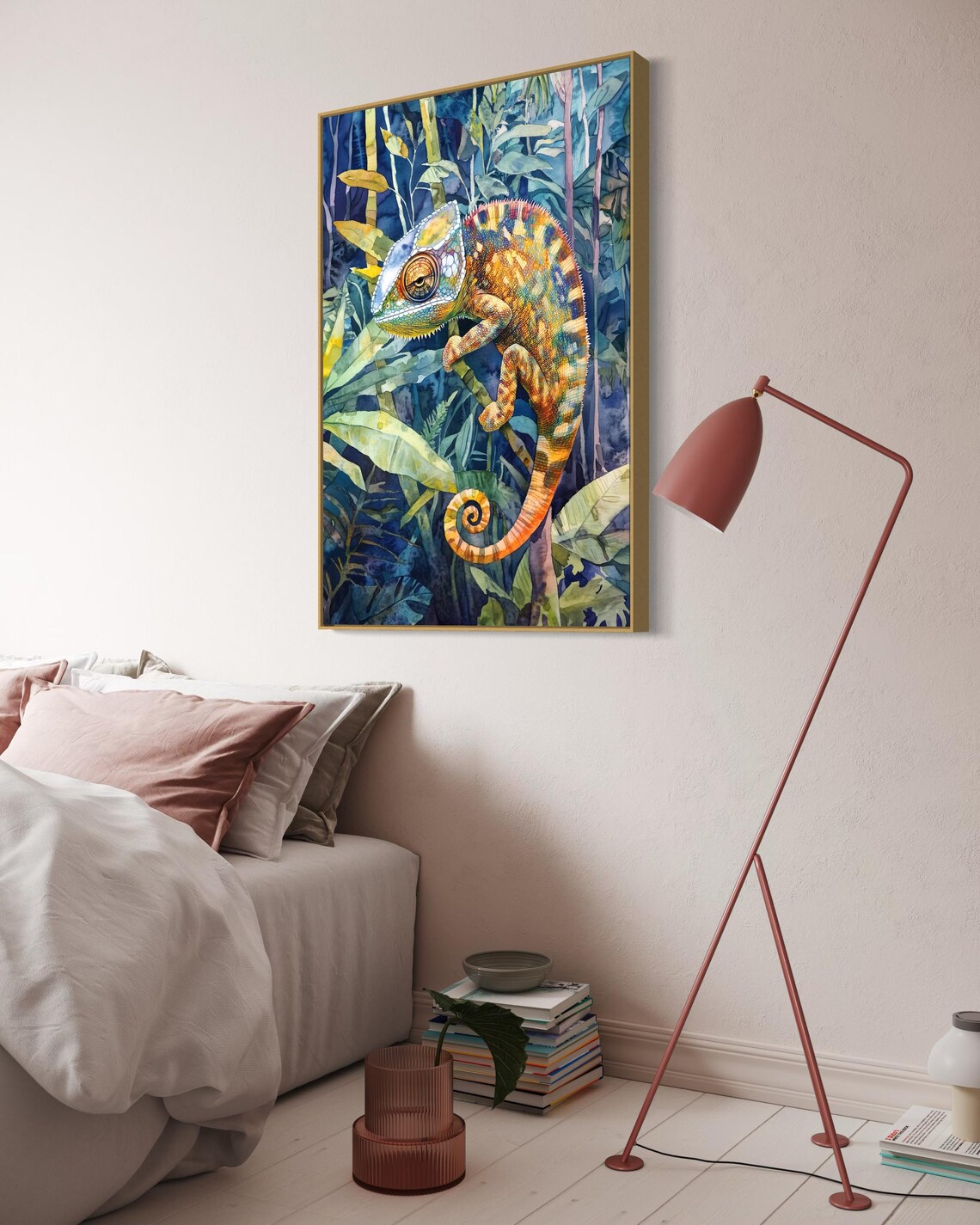 Chameleon Watercolor Style Art Print, Tropical Wildlife Decor - Image 4