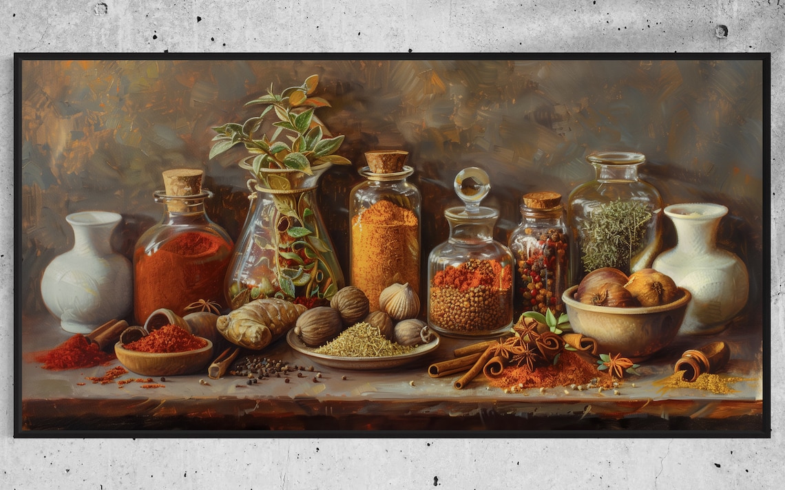 Herbs And Spices Farmhouse Kitchen Art Print - Image 4