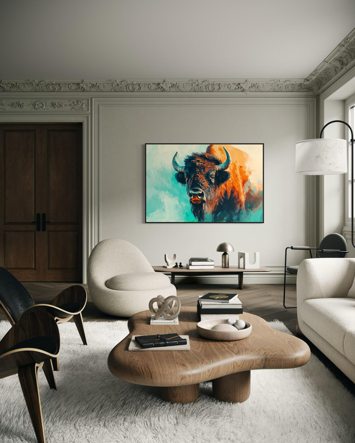 Majestic Bison Buffalo Colorful Bold Wildlife Lodge Art Poster - Image 4