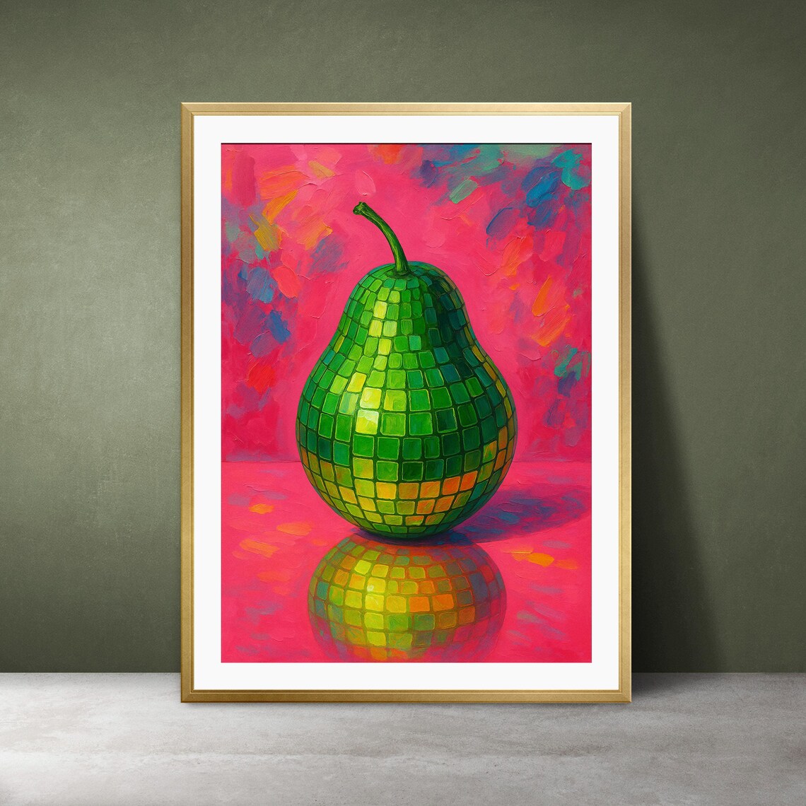 Mirrorball Pear Print, Pop Art For Kitchen Bar
