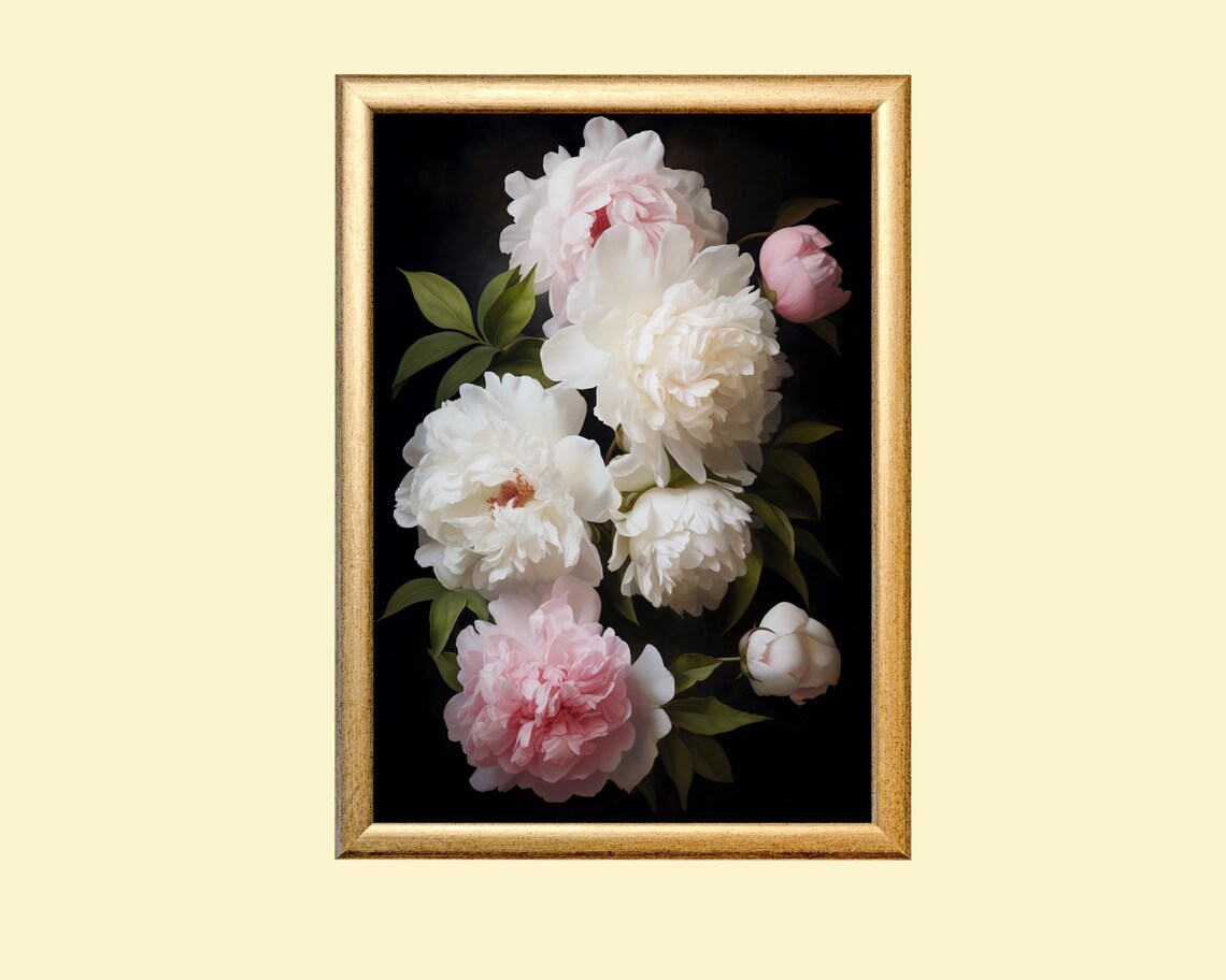 Floral Still Life Painting, Vintage Botanical Art Print