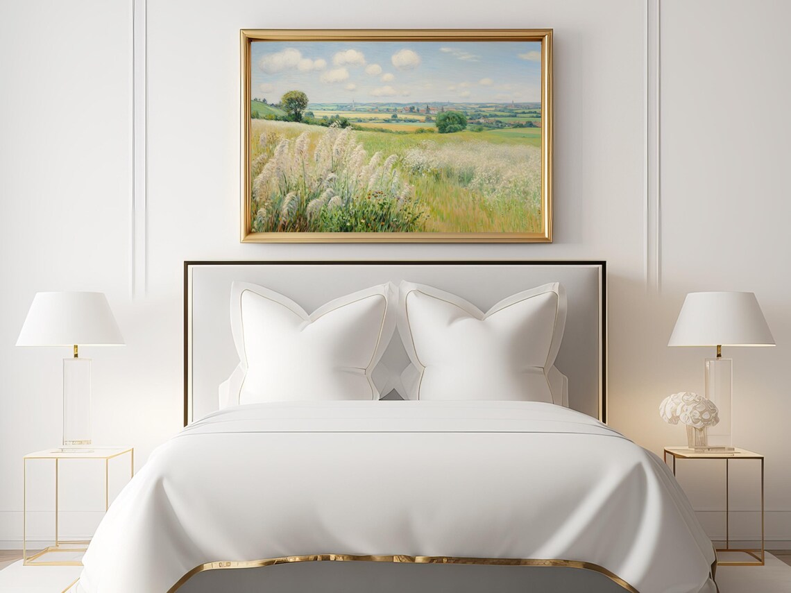 Vintage Summer Impressionist Landscape, Farmhouse Decor - Image 2