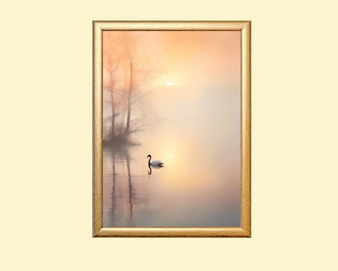 Serene Landscape Painting, Calm Lake Art Print