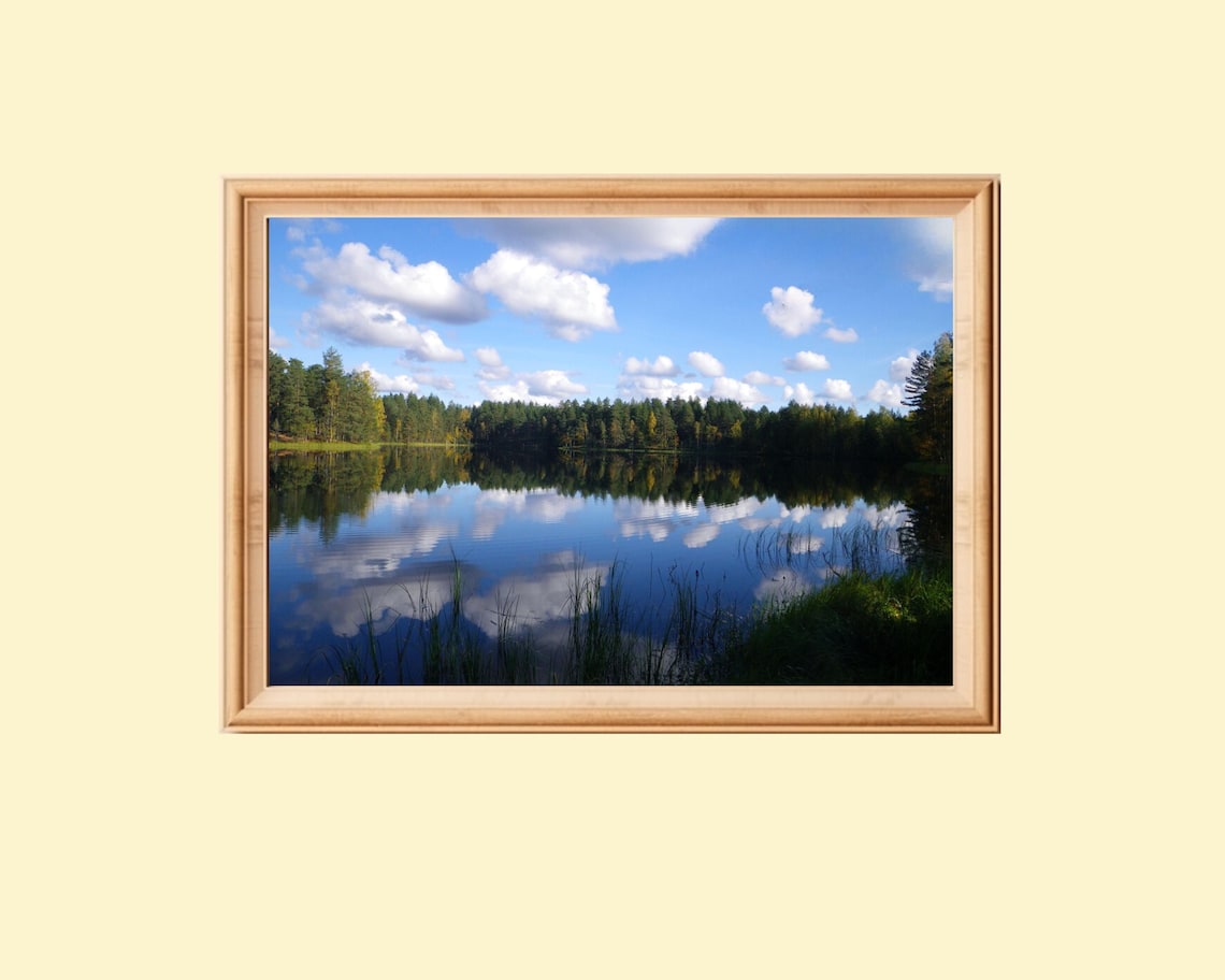 Lake Scenic Landscape Photo, Sky Reflections In Water