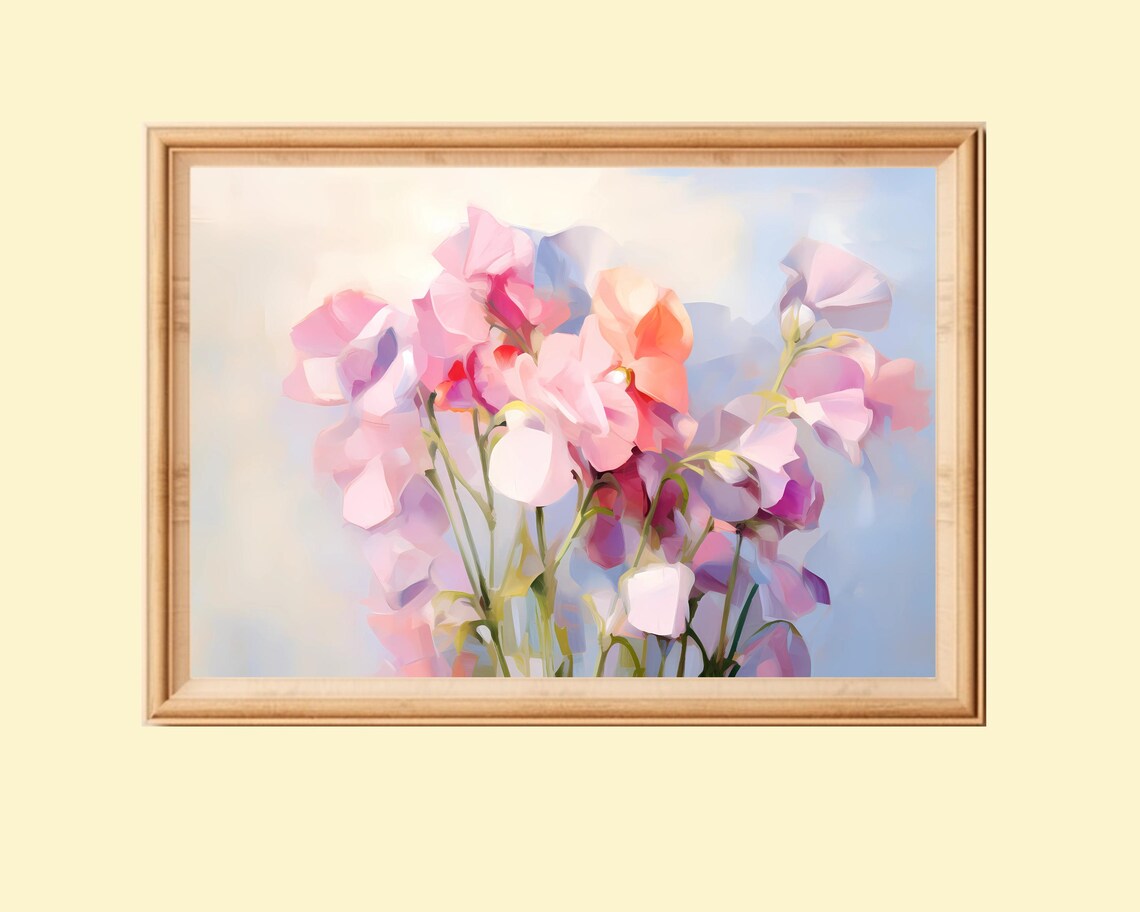 Sweet Pea Flowers, Cottagecore Spring Art Print