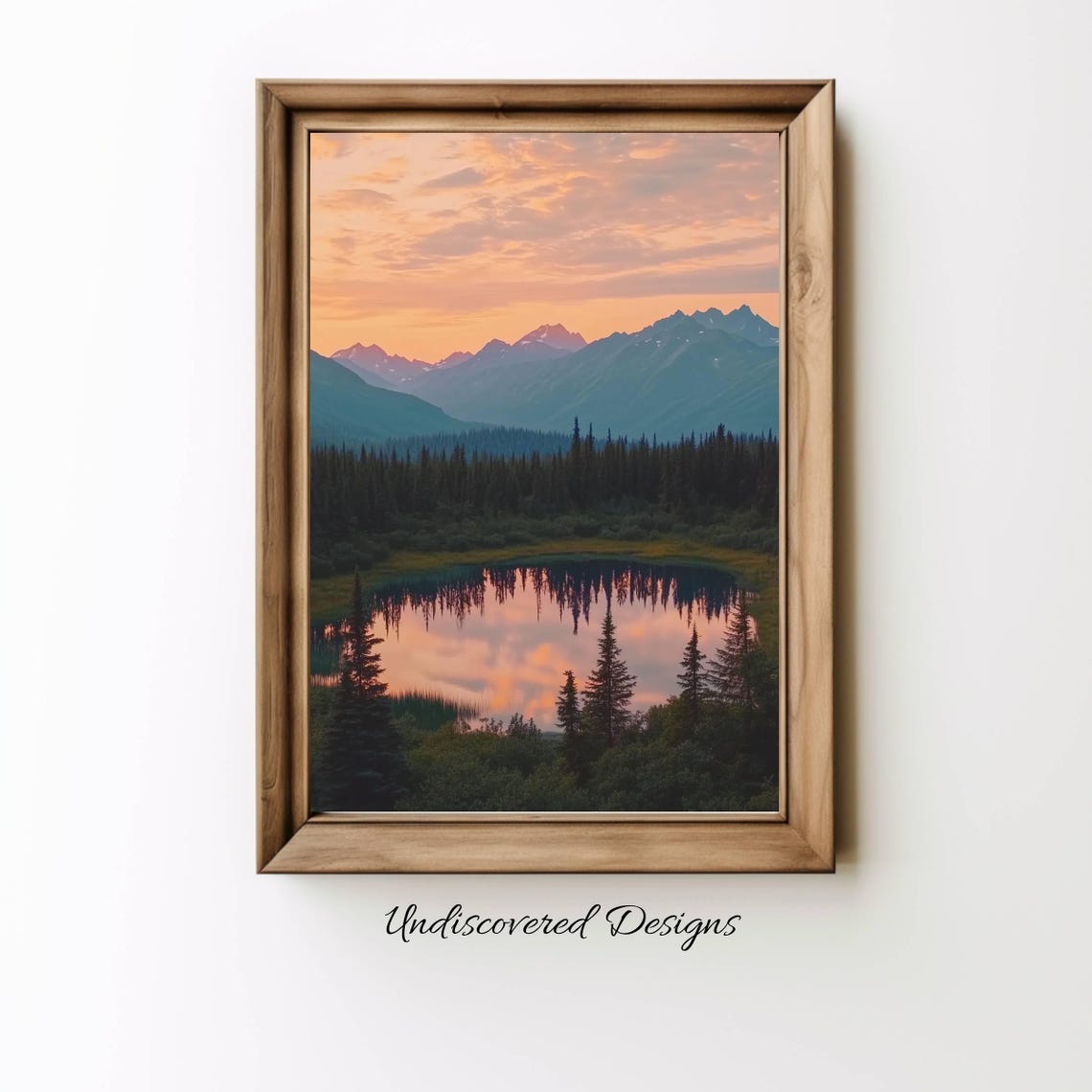 Alaskan Wilderness Vintage Art Print Mountain Lake