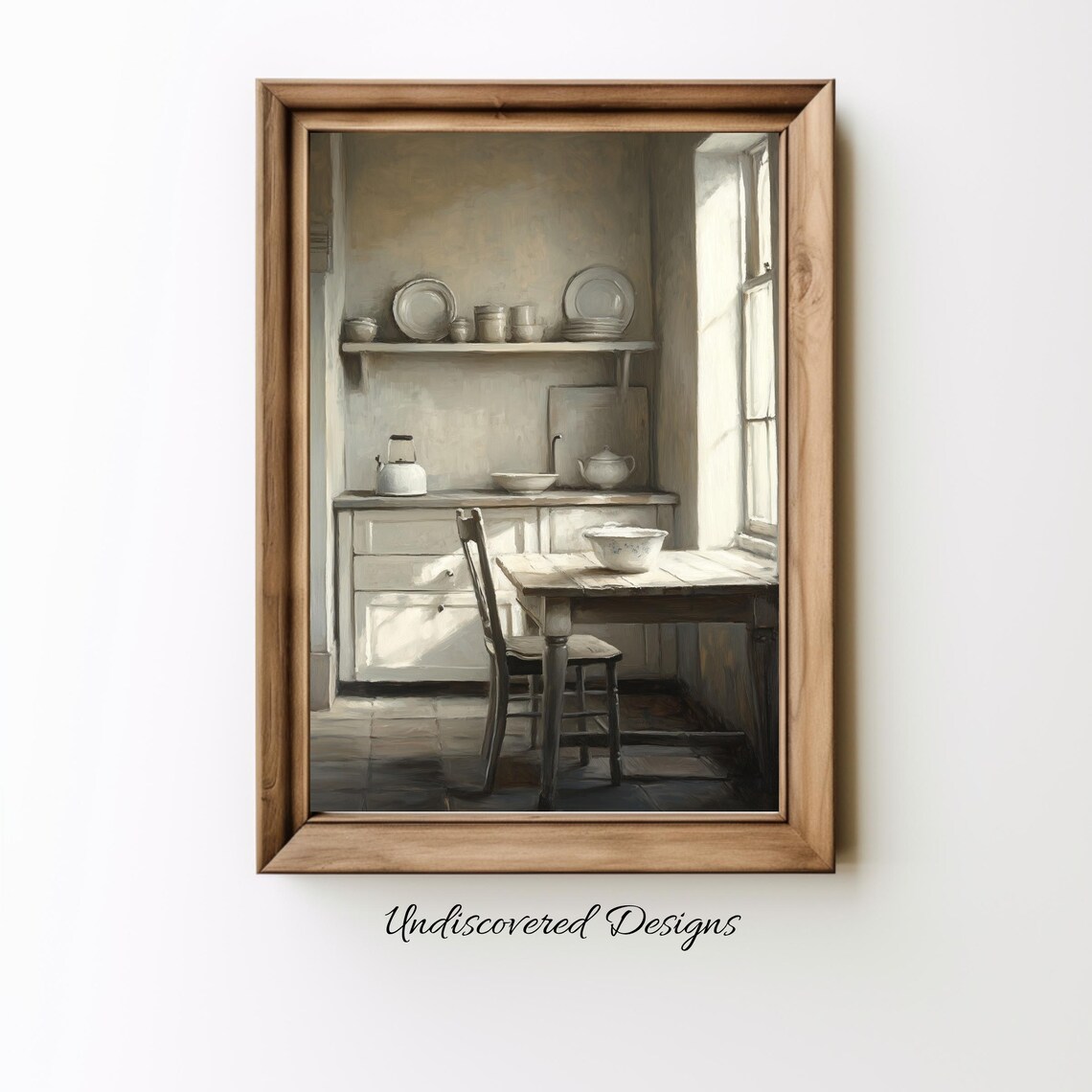 Rustic Farmhouse Kitchen Still Life Neutral Pottery Painting Poster