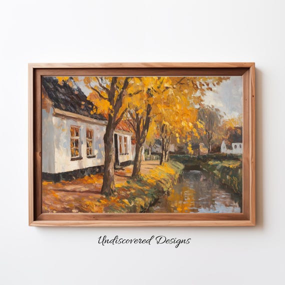 Autumnal Scene With Trees Art Printout Wall Vintage Prints Print Oil Painting