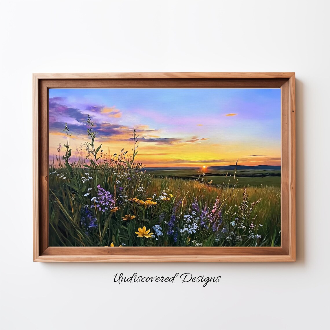 Wildflower Meadow At Sunset Great Plains Vintage Oil Painting Poster