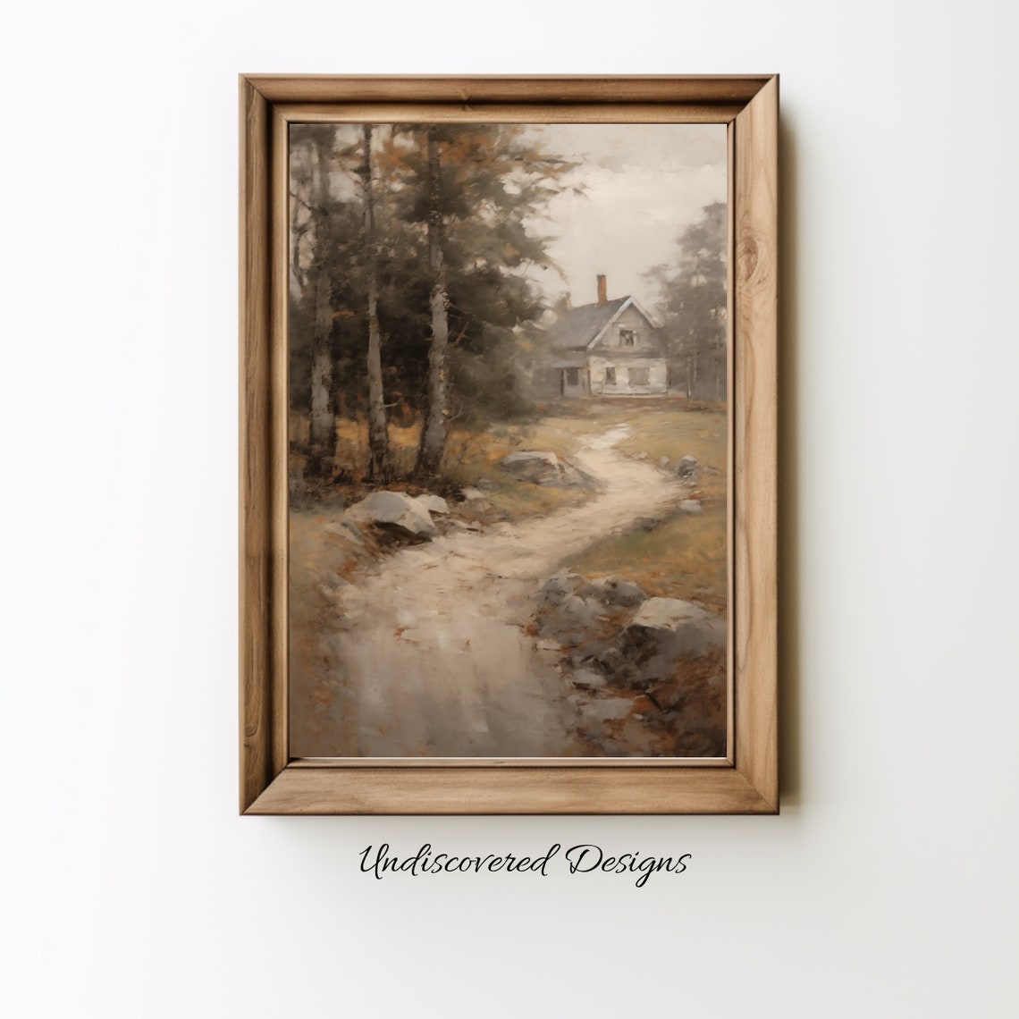 Winding Dirt Path Through Woods White House Rustic Painting Poster