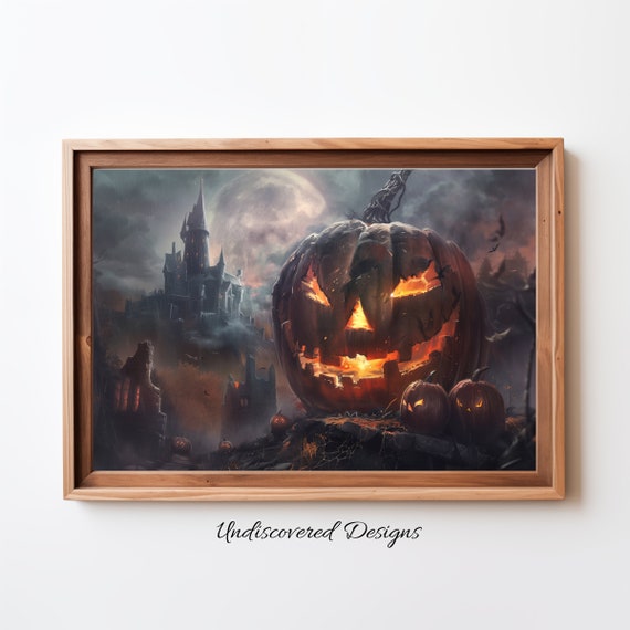 Jackolantern Spooky Halloween Art Dcor Wall Vintage Prints Oil Painting