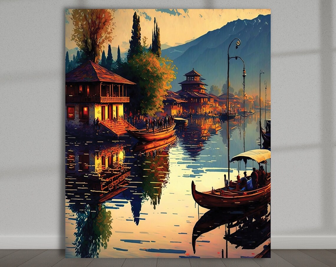 Dal Lake Indian Wall Art Print, South Asian Art