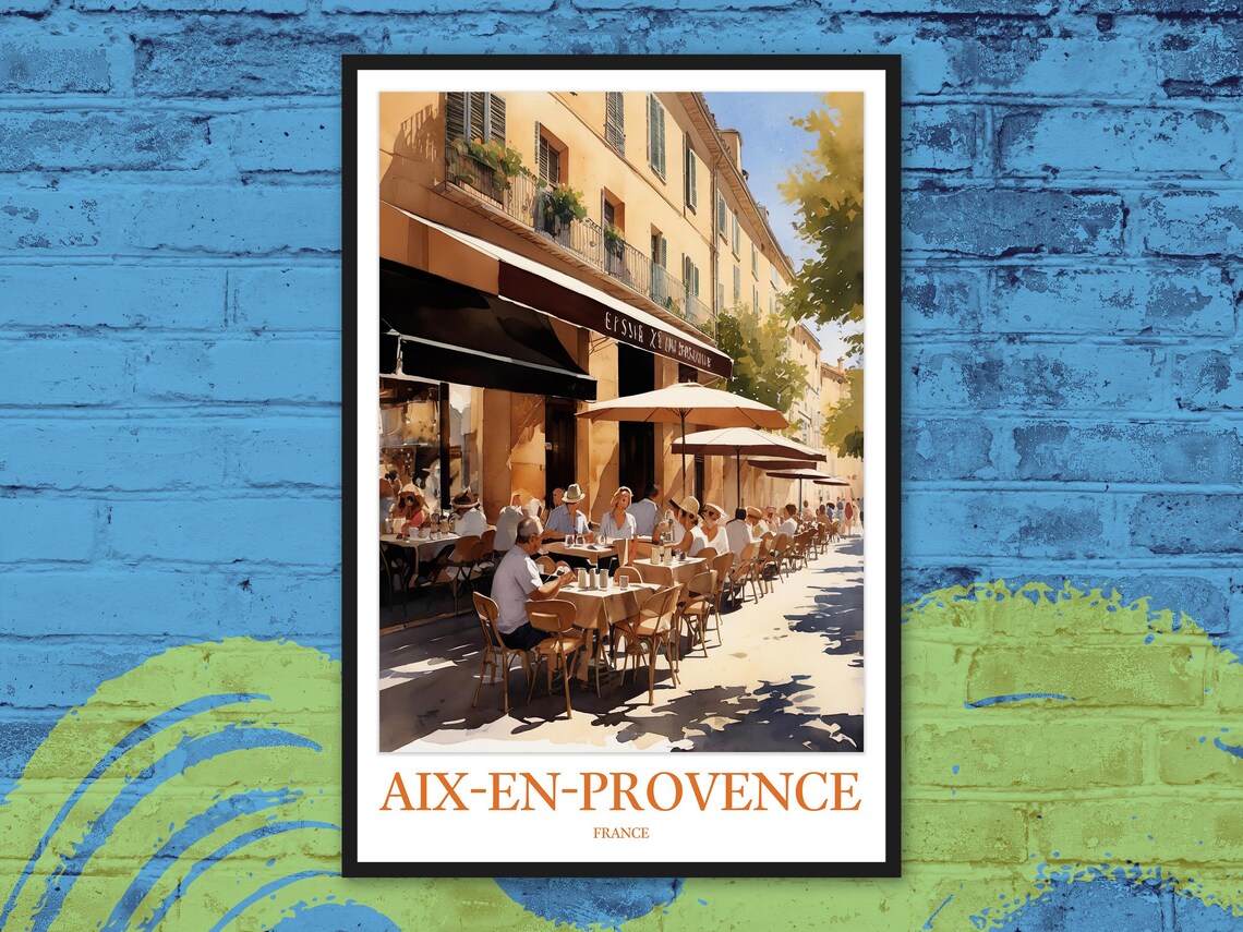 Aix-en-Provence Charming Outdoor Café Terrace France Travel Poster