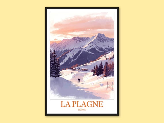 La Plagne Ski Resort Poster France Winter Travel Print