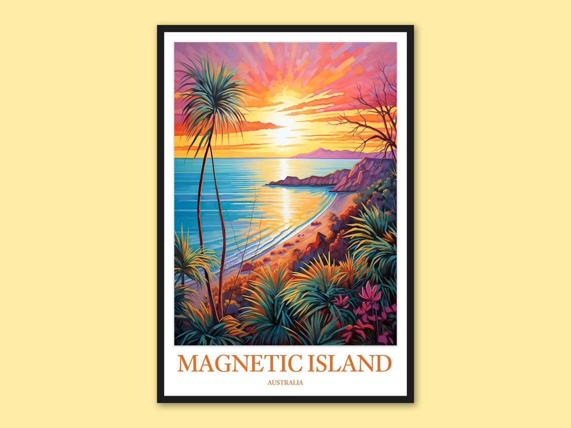 Magnetic Island Australia Sunset Beach Palm Trees Travel Wall Art
