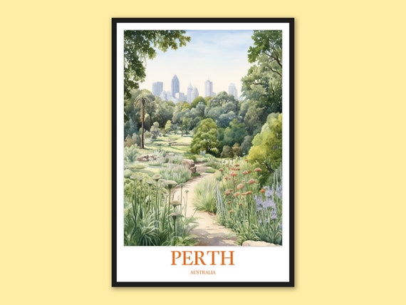 Perth Travel Poster Kings Park Garden Australia Wall Art