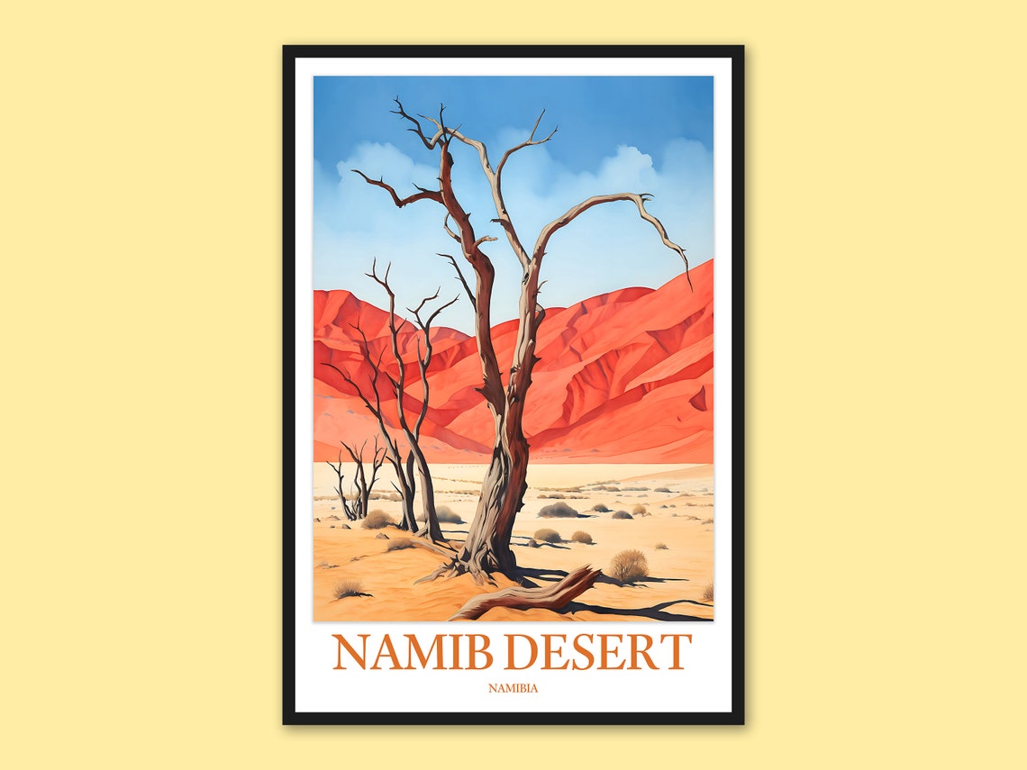 Namib Desert Namibia Camelthorn Tree Red Dunes Travel Poster