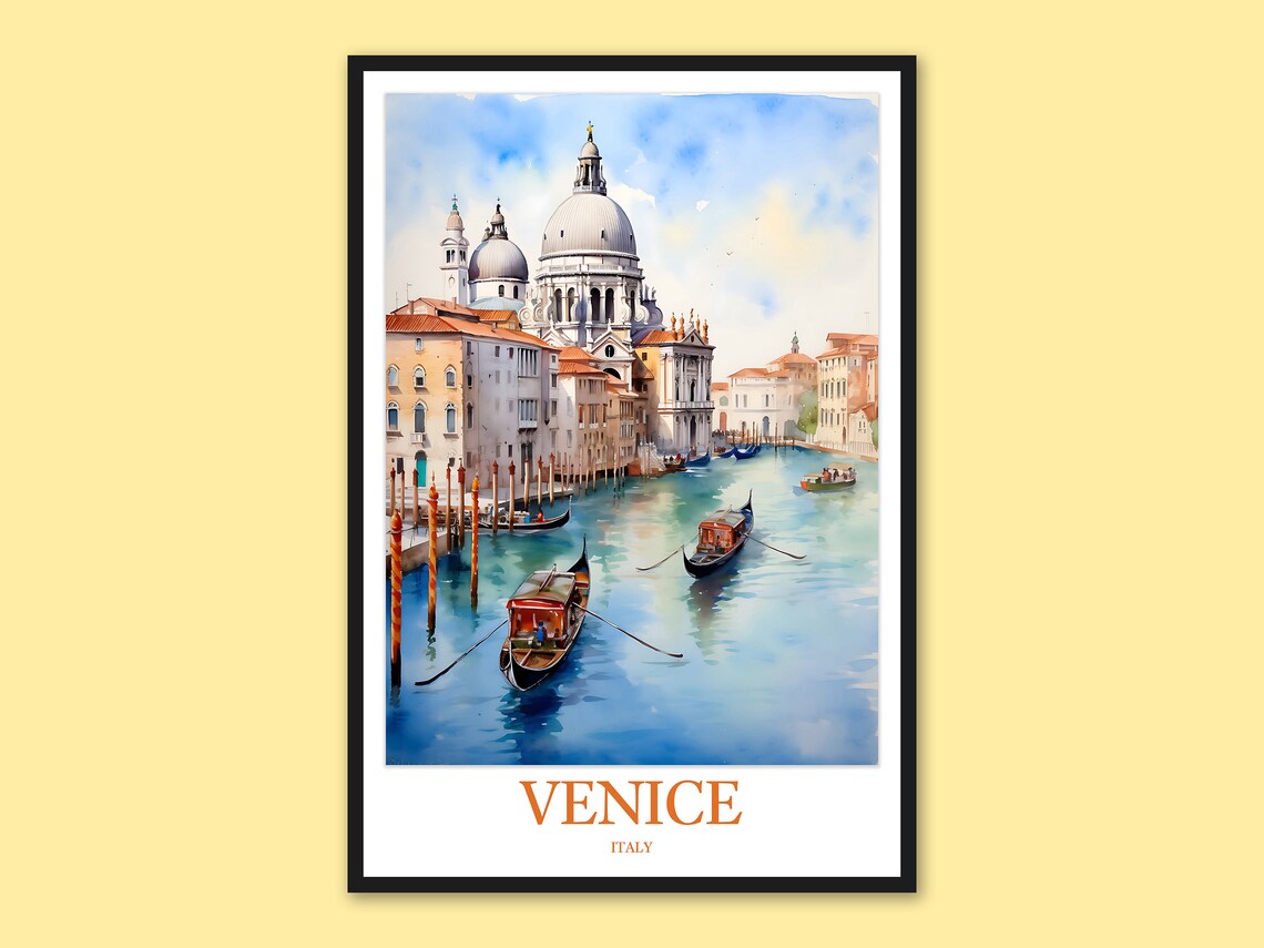 Venice Travel Poster, Italy Basilica Art Print