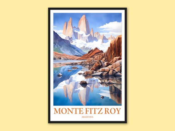 Monte Fitz Roy Travel Poster Argentina Wall Art Print