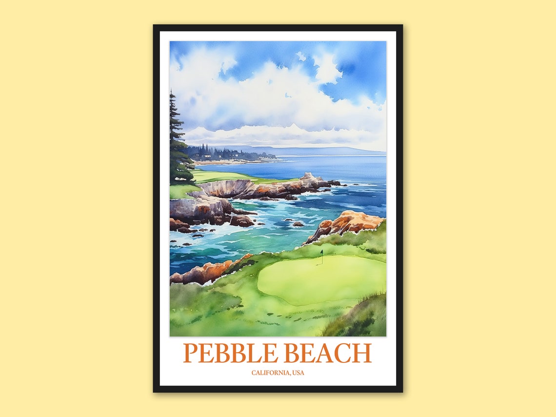 Pebble Beach Golf Course Putting Green Ocean Cliffs California Poster