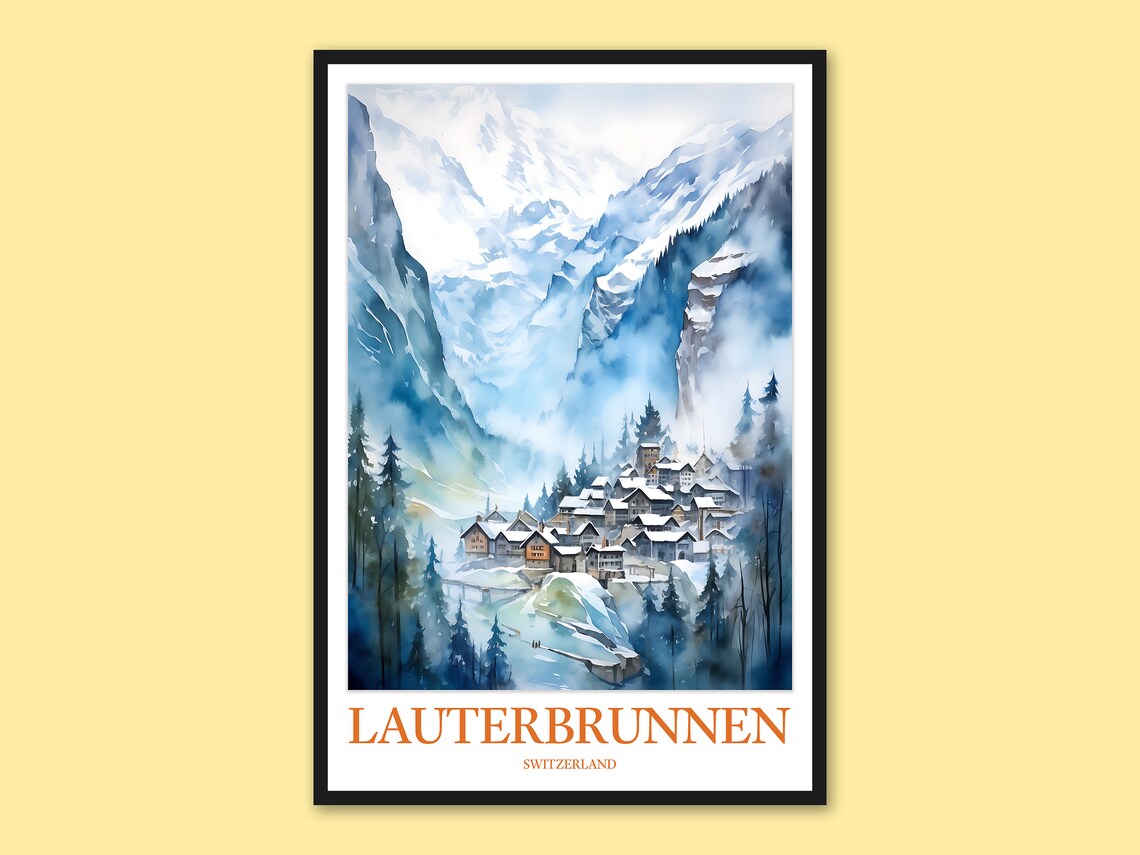 Lauterbrunnen Switzerland Snowy Alpine Village Winter Poster