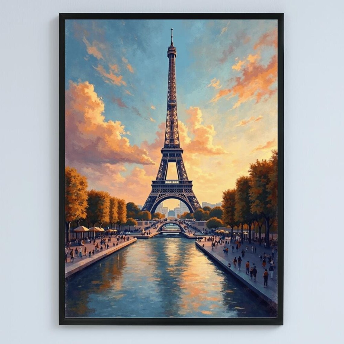 Eiffel Tower Print, Paris France Impressionist Sunset