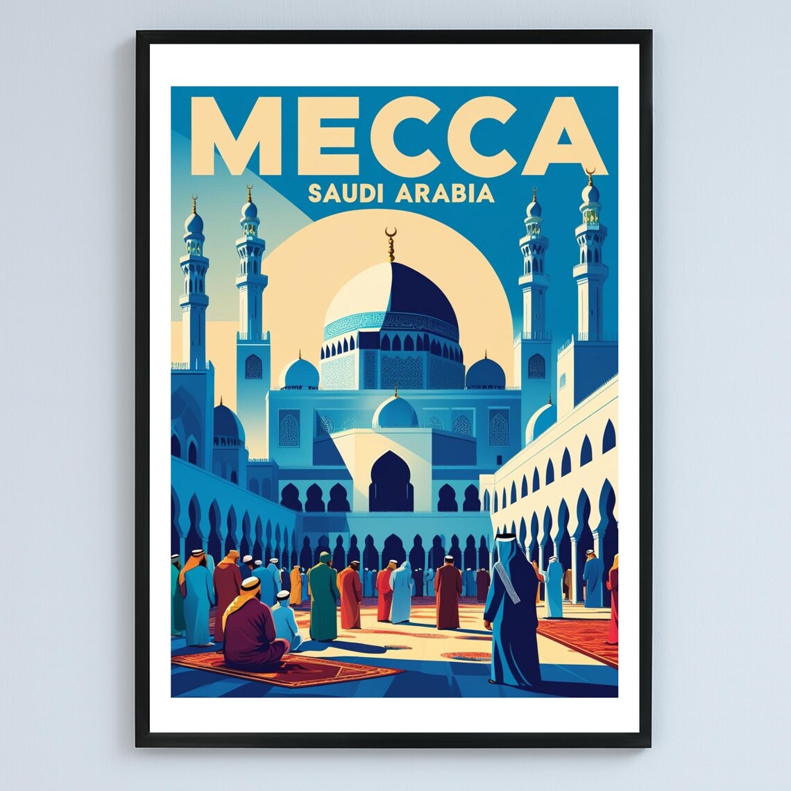 Mecca Saudi Arabia Grand Mosque Vintage Travel Style Art Poster