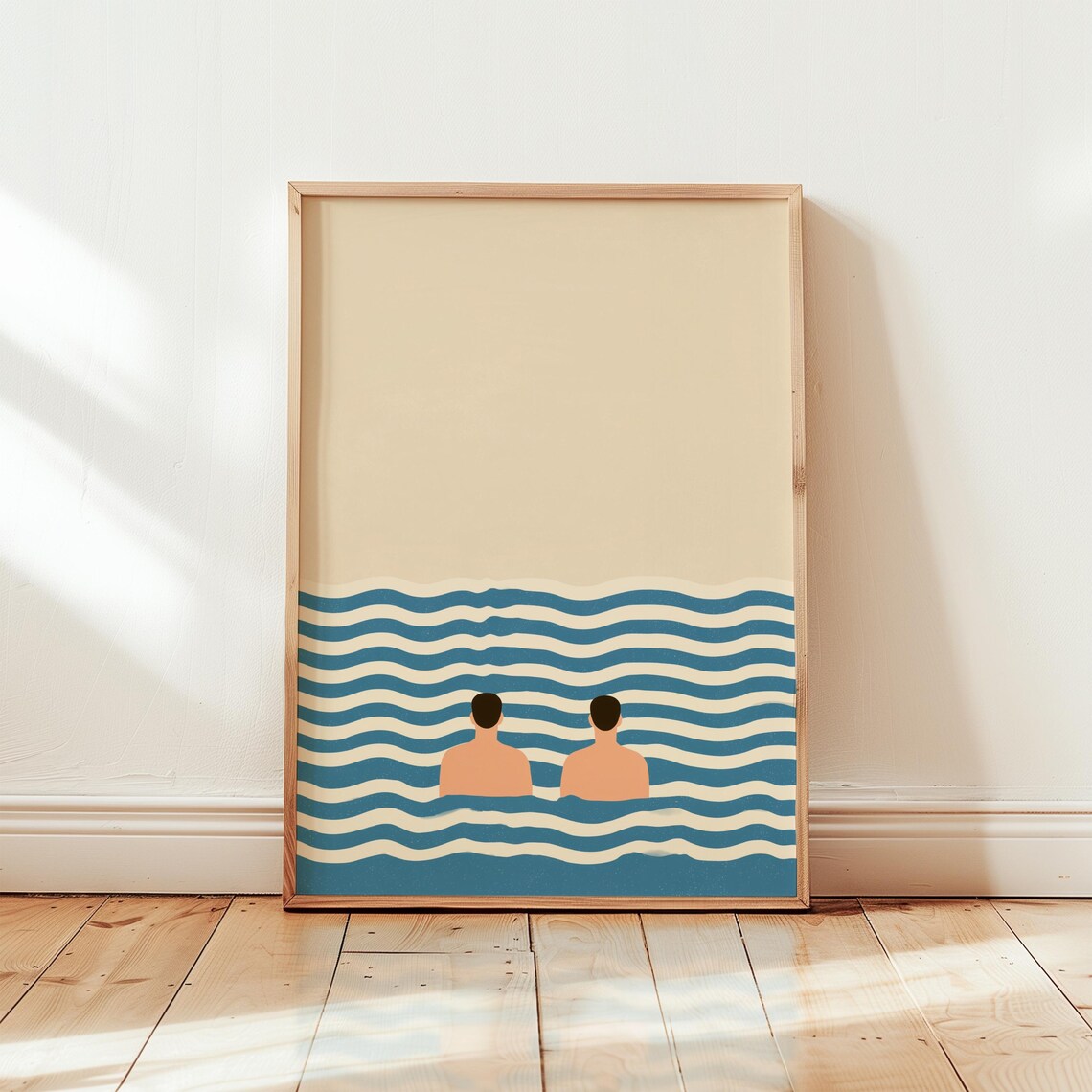 Minimalist Swimmer Poster, Modern Coastal Art